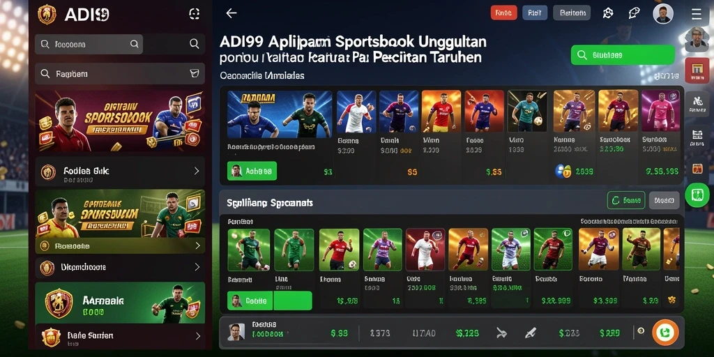 Tampilan aplikasi ADI99 dengan fitur taruhan yang lengkap.