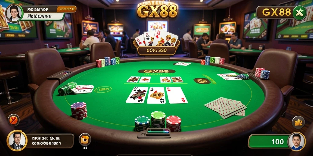 Tampilan gameplay GX88 yang menarik dalam permainan Poker.