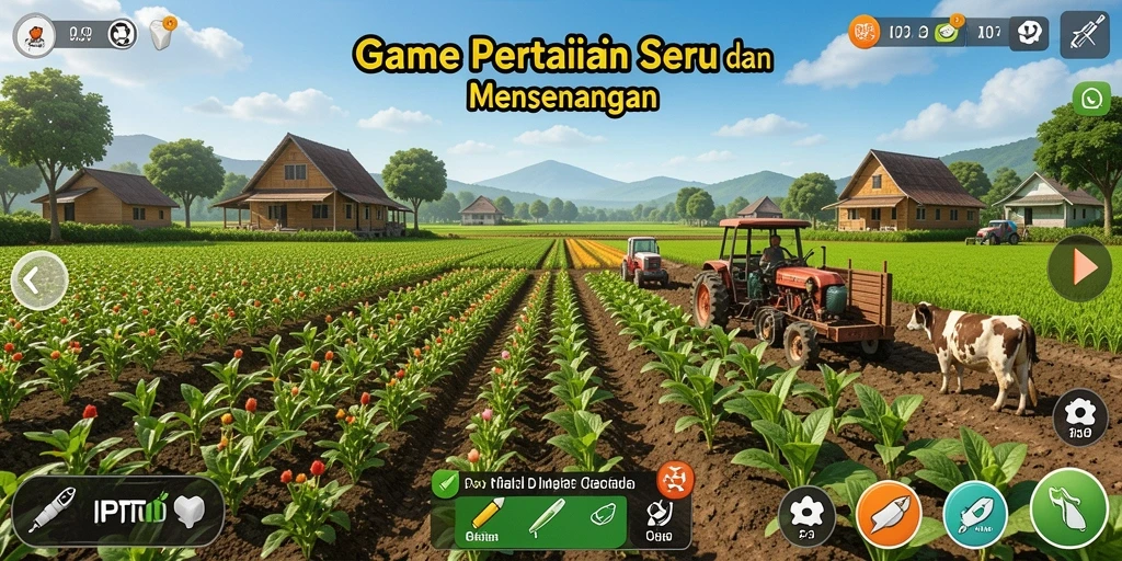 Tangkapan layar gameplay HPTOTO dengan kebun yang indah dan aktif.