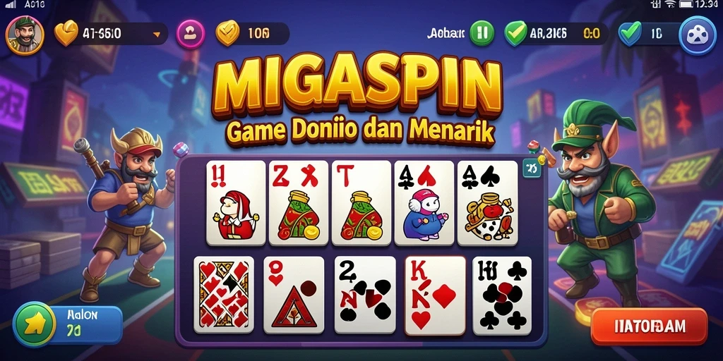 Tampilan gameplay seru dalam MIGASPIN saat bermain domino.