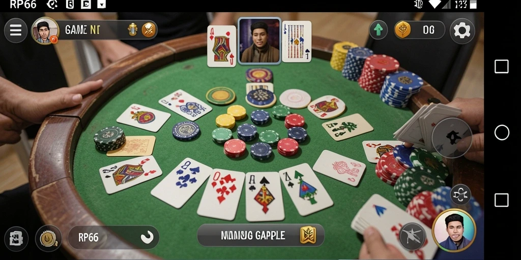 Screenshot permainan Gaple yang menunjukkan suasana seru saat bermain.