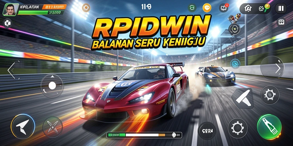 Tampilan gameplay RPIDWIN yang mendebarkan di trek balapan.
