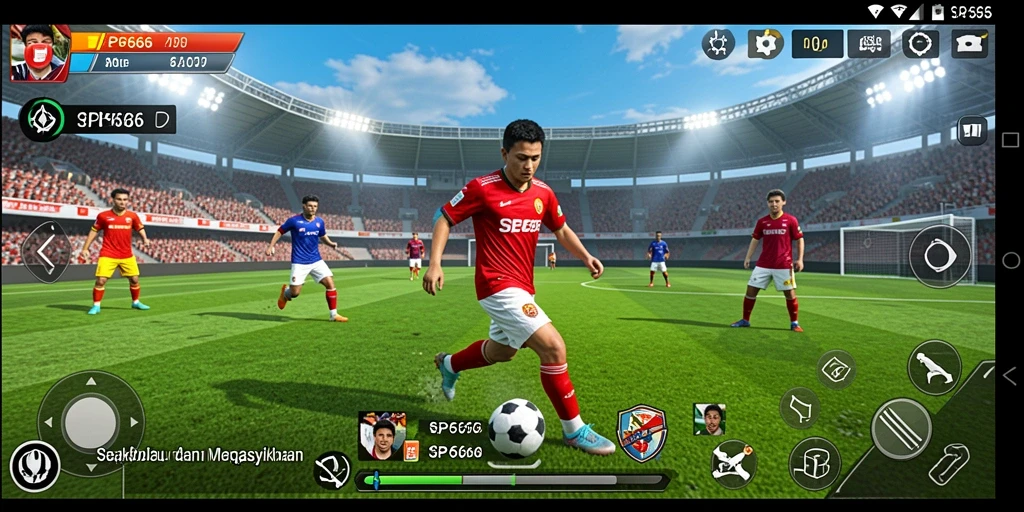 Tampilan gameplay menarik dari SP666 yang menghadirkan aksi sepakbola intens.