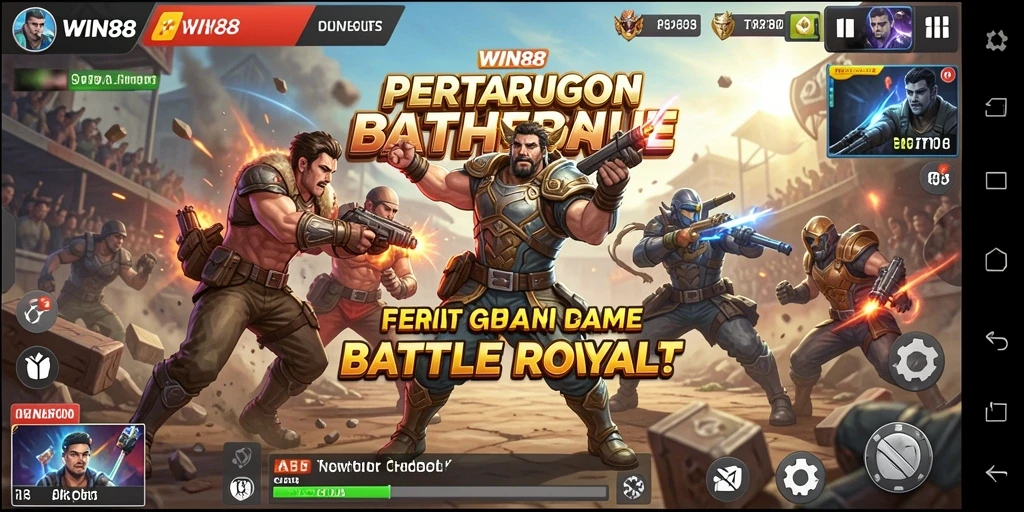Tangkapan layar WIN88 menampilkan aksi seru dalam permainan Battle Royale.
