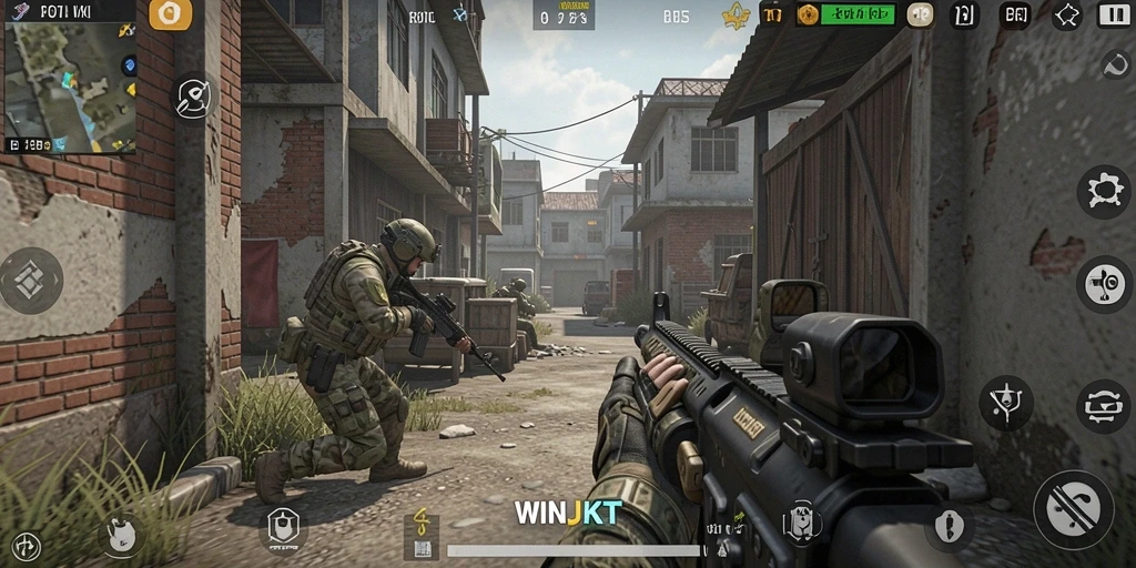 Screenshot gameplay WINJKT menampilkan aksi pertempuran yang mendebarkan.