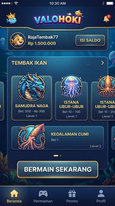 Tampilan utama aplikasi valohoki dengan berbagai pilihan aplikasi.